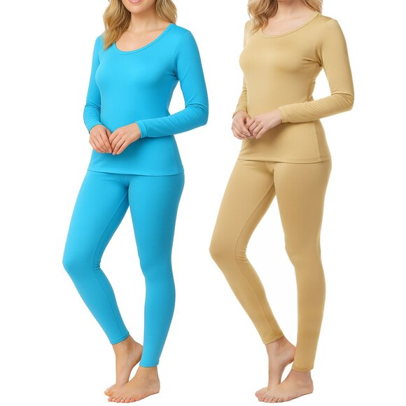 2 Pack Women Microfiber Thermal Long Johns Set, Warm Winter Base Layer Top+Pants - Picture 1 of 2